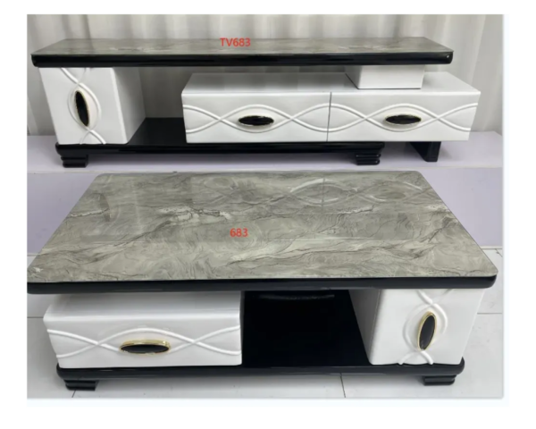 Ensemble Meuble TV et Table Basse Marbre Gris 683