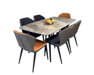table-a-manger-1 Table à Manger 6 Chaises Plateau Marbre Gris