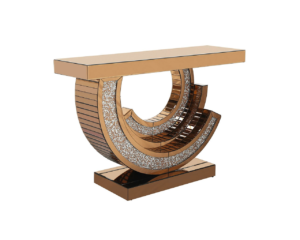 table-spirale Table Console Miroir Bronze Doré Pied Spirale Cristaux