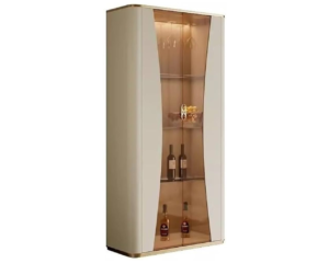 Vaisselier Vitrine Blanc Laqué avec Éclairage LED Doré