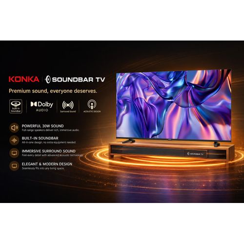 Téléviseur Konka - 65" Google TV 4K UHD - Barre de Son Intégrée – KK6500SUG