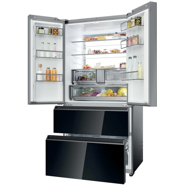 REFRIGERATEUR CONGELATEUR HAIER MULTIPORTES SERIE F90 HFR79F19DFGB(UK) VERRE INOX 703 LITRES