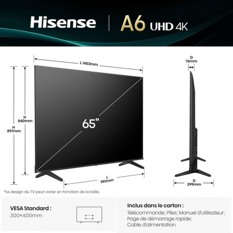 TELEVISEUR HISENSE Smart TV 65A6Q 65" 4K UHD Dolby Vision VIDAA U7