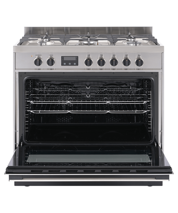 hor90s9msx1-front-on-door-open-mug-833-dp-68af47a2c50d4502836581 CUISINIERE HAIER 5 feux avec chaleur tournante HOR90S9MSX1